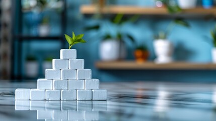 Aufkleber - Paper craft bar graph with ascending bars in financial concept Stock Photo with copy space