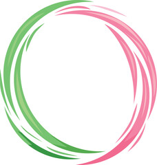Poster - Pink and green brush stroke is forming an abstract circle on a white background