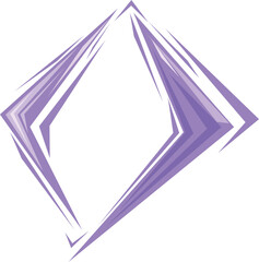 Poster - Purple abstract geometric shape twisting and turning on white background