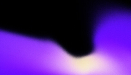 Fototapete - Grainy Purple Pink Gradient on black abstract wallpaper. Lavender purple and yellow blurry motion with noise texture effect. Abstraction pattern with graine effect. Grunge neon background.