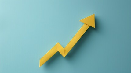 Poster - Paper craft art of an upward trending stock chart Stock Photo with copy space