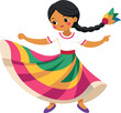 © DesignVectX - Illustration of a girl dancing in traditional costume with colorful dress and braided hair