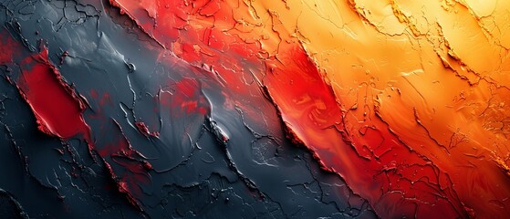 Canvas Print - A painting of a red, orange, and black line with a black background