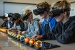 © aidliskndr - Students using augmented reality (AR) devices to explore interactive 3D models of the solar system in a science class