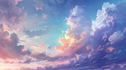 Wall Mural - soft pastel clouds adorning the sky