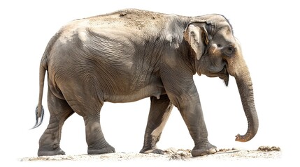 Poster - Walking Elephant on White Background