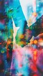 © Tee - Vibrant double exposure of two people shaking hands, blending colorful city lights and creating a futuristic atmosphere.