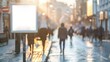 © Silmiart - Blank billboard in a city street with blurry background.