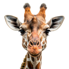 Portrait of giraffe head Isolated on white background