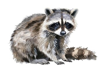 Canvas Print - Raccoon in Watercolor Style Isolated on White Background