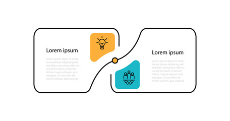 Fototapete - Vector template infographic element with 2 step line connected can be used for workflow, business presentation, and web graphic design 