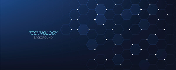 Aufkleber - Vector hexagon technology background. Abstract hexagons background with lines and dots. Design for science, medicine, or technology.	