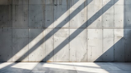 Wall Mural - Sunlight casts soft shadows on a textured concrete wall.  