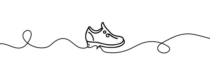 Classic men's shoe in continuous line art drawing style. Dress shoes minimalist black linear sketch isolated on white background. Vector illustration