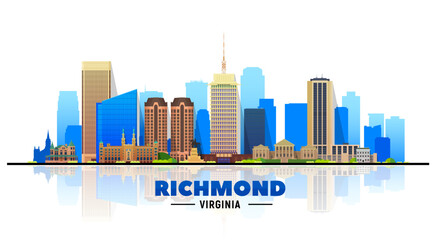 Poster - Richmond Virginia skyline in the white background. Flat vector illustration. Business travel and tourism concept with modern buildings. Image for banner or website.