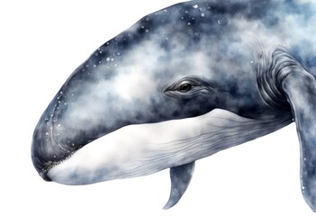 Wall Mural - sea right creature illustration olated whale atlantic north animals underwater hand nautical marin w