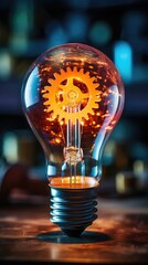 Wall Mural - a light bulb with the gears in it