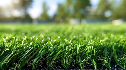 Green artificial grass for a yard or sport field