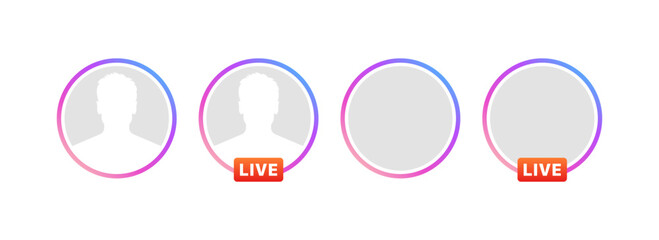 Poster - Instagram stories icon set. Mockup for photo icons. Editorial Instagram live stories. Flat style. Vector icons