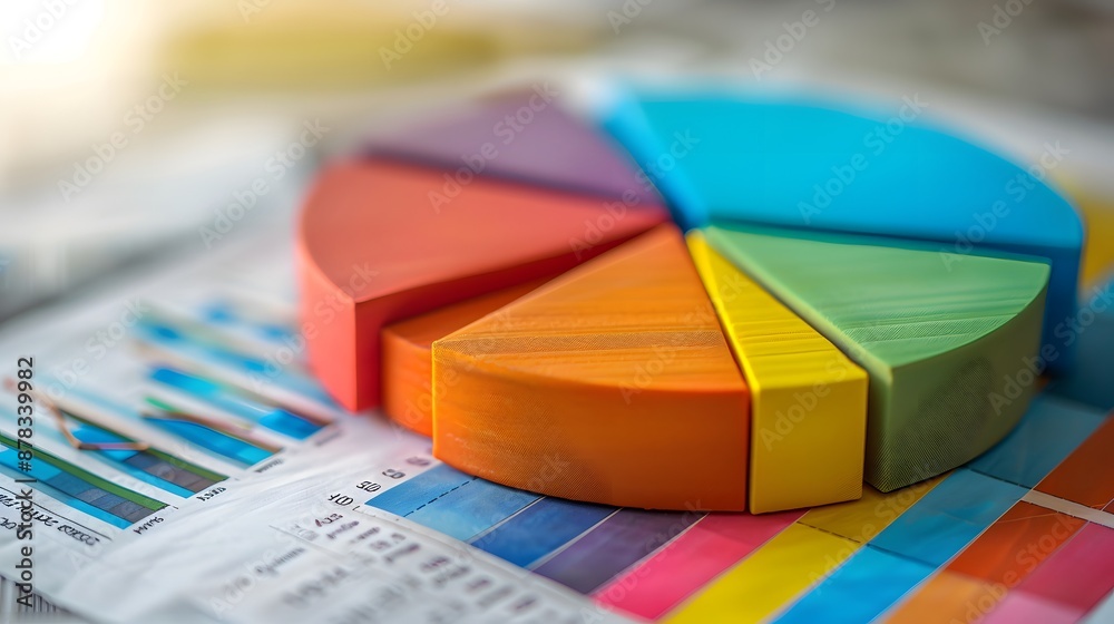 Colorful pie chart with different sections representing market share ...