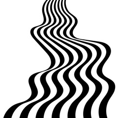 Wall Mural - abstract perspective line stripes in black colour with 3d dimensional effect isolated on white backg