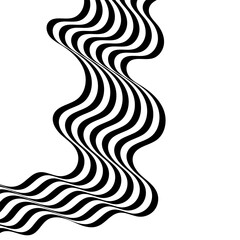 Wall Mural - Abstract perspective line stripes in black colour with 3d dimensional effect isolated on white background