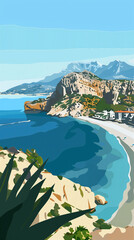 Wall Mural - A beautiful beach with a cliff in the background