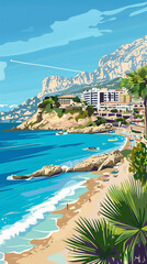 Wall Mural - A beautiful beach with a cliff in the background