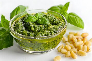 Wall Mural - Fresh Basil Pesto with Pine Nuts