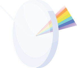 Poster - Light beam refracting and separating through a prism, creating a visible spectrum of colors on a white background