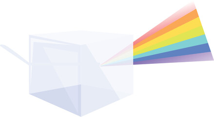 Poster - Beam of light passing through a glass cube and refracting into the colors of the rainbow