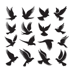  Flying birds silhouettes vector illustration