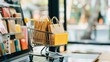 © savittree - Shopping cart full of packages and bags beside an open laptop, illustrating digital shopping