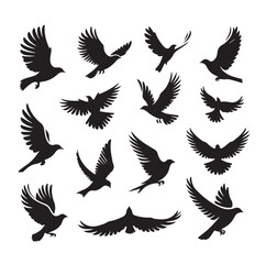  Flying birds silhouettes vector illustration