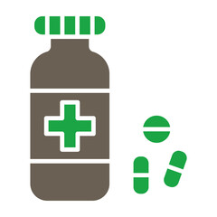 Sticker - Pills Bottle Glyph Two Color Icon