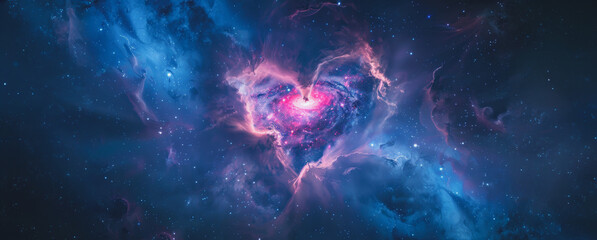 Wall Mural - a cosmic heart shaped nebula in the deep space