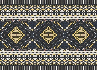 Geometric ethnic oriental seamless pattern traditional Design for background,carpet,wallpaper.clothing,wrapping,Batik fabric,Vector illustration.embroidery style - Sadu, sadou,