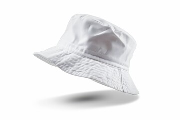 White flying bucket hat isolated on white isolated background