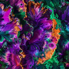 Wall Mural - Vibrant Abstract Peacock Colors in Fluid Art Pattern
