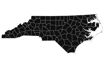 Sticker - High detailed illustration map - outline North Carolina State Map