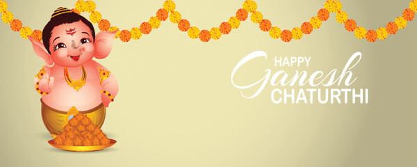 Happy ganesh chaturthi indian vector illustration background