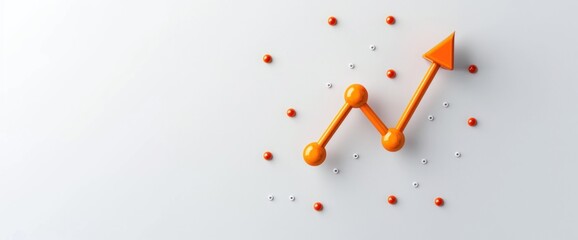 Economic performance graph advertisement, white background, natural light, copy space