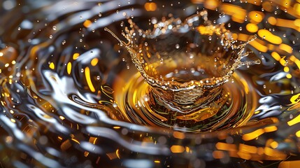 Poster - A mesmerizing close-up of water ripples with golden reflections, capturing the beauty and tranquility of nature's fluid movements.