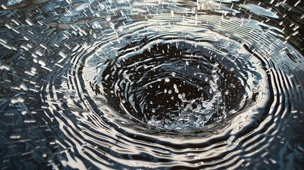 Poster - A mesmerizing swirl of water creating ripples and reflections, captured in high detail, illustrating the beauty of nature's patterns.