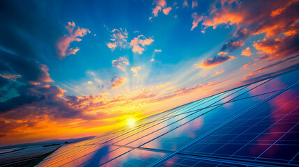 Solar panels at dawn