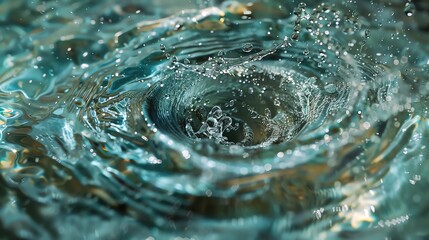 Poster - Close-up of a swirling water vortex causing ripples and bubbles on the surface, showcasing the beauty and power of water movement.