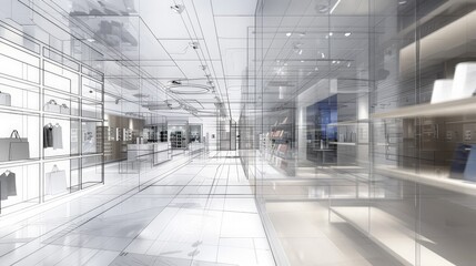 Poster - Blueprints for retail spaces include store layouts, merchandise displays,