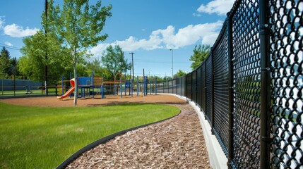 Poster - Chain link fences are versatile perimeter barriers, known for their durability and cost-effectiveness in securing residential,