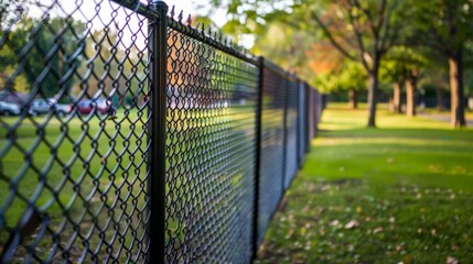 Poster - Chain link fences are versatile perimeter barriers, known for their durability and cost-effectiveness in securing residential,