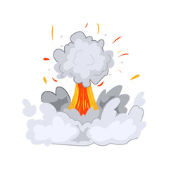 Canvas Print - fire explosion effect cartoon. smoke bomb, energy cloud, flame yellow fire explosion effect sign. isolated symbol vector illustration